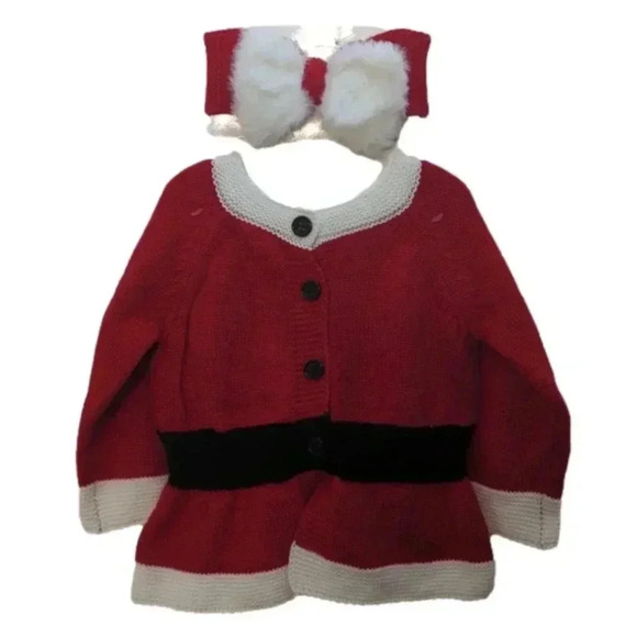 Baby santa sweater with matching Head band - Picture 1 of 6